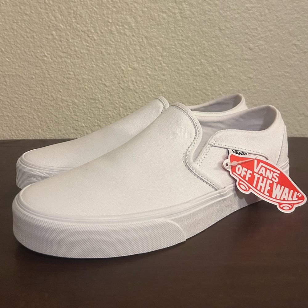 Vans White Slip On Sneakers